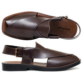 Stepify Men’s Brown Leather Peshawari Chappal – Premium Handmade Sandals