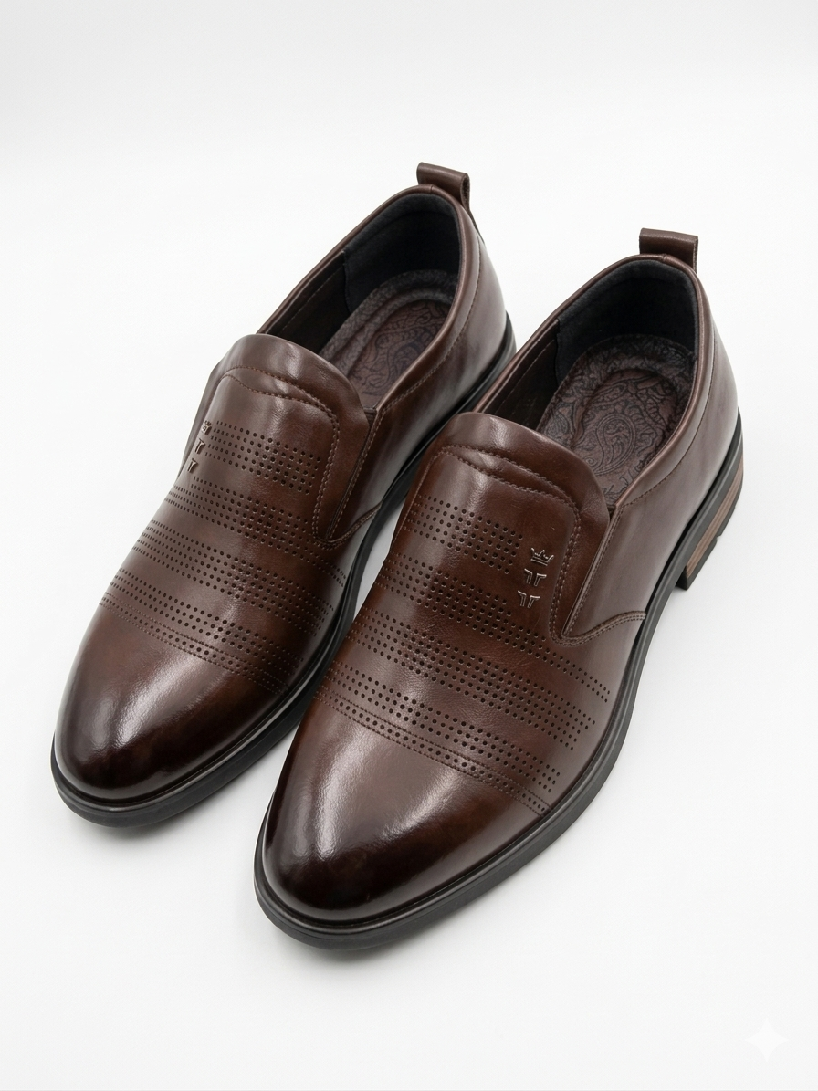 STEPiEFY Premium Dark Brown Formal Slip-On Shoes – Elegant Comfort for Modern Men