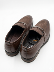 Stepiefy Premium Brown Leather & Suede Horsebit Loafers for Men