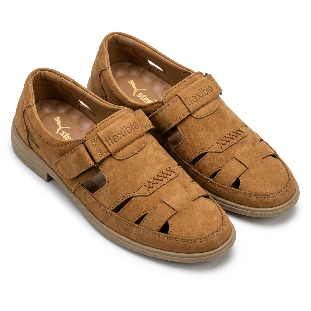Stepiefy Men’s Closed-Toe Fisherman Sandal with Velcro Strap – Comfortable Casual Wear