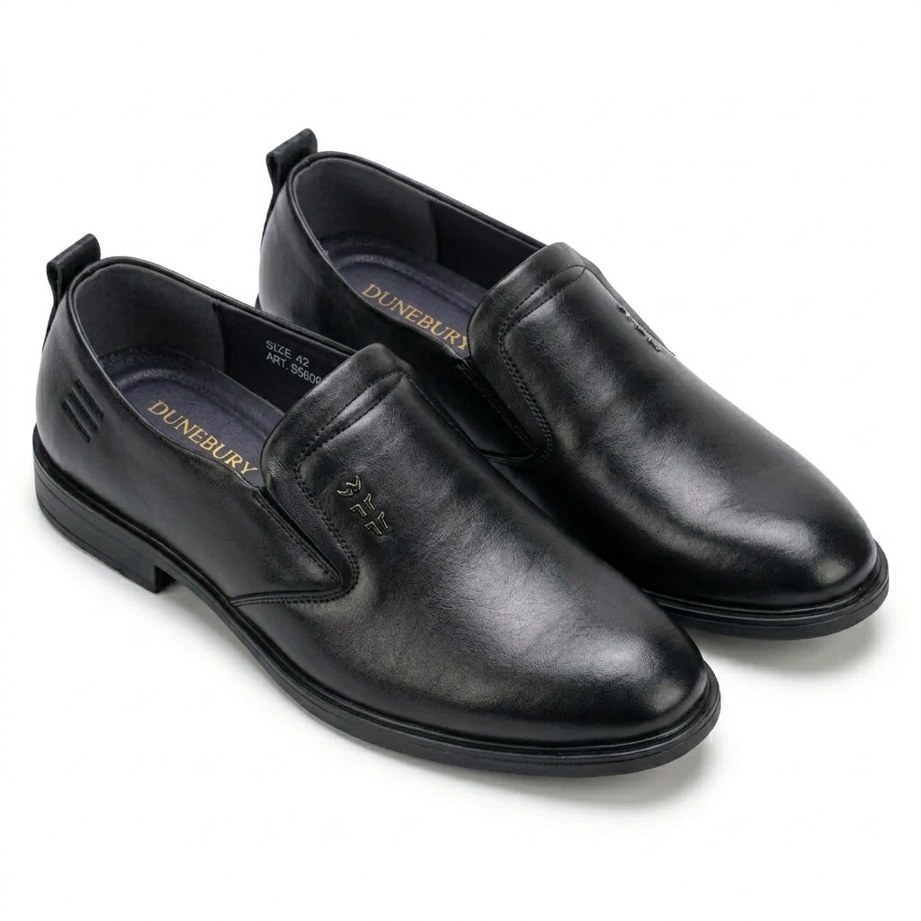 Stepiefy Premium Black Leather Slip-On Formal Shoes for Men