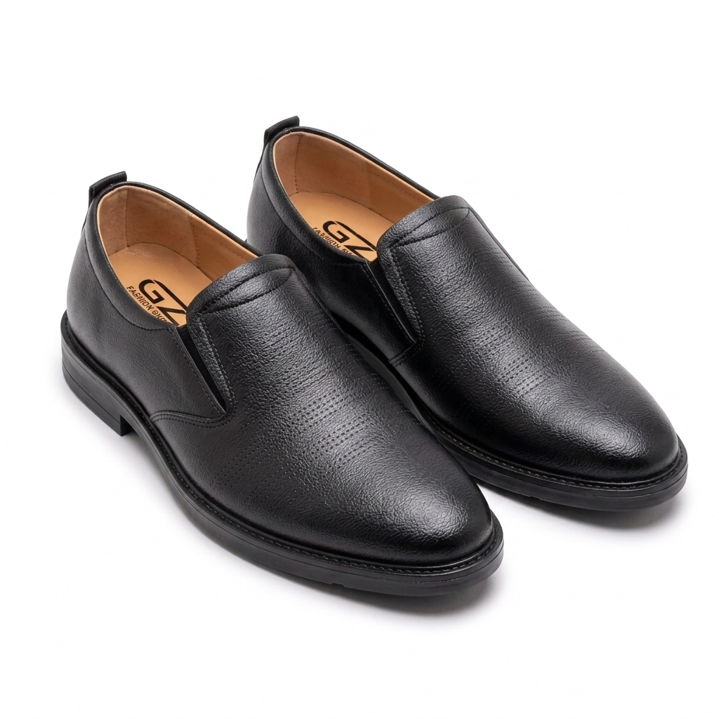 Stepiefy Premium Black Formal Slip-On Shoes for Men | Elegant & Comfortable Office Wear